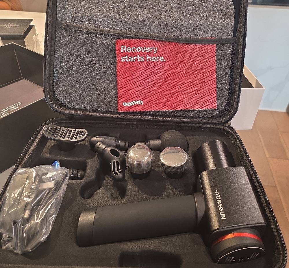 Hydragun Massage Gun with Travel Case - Black & Red Accents
